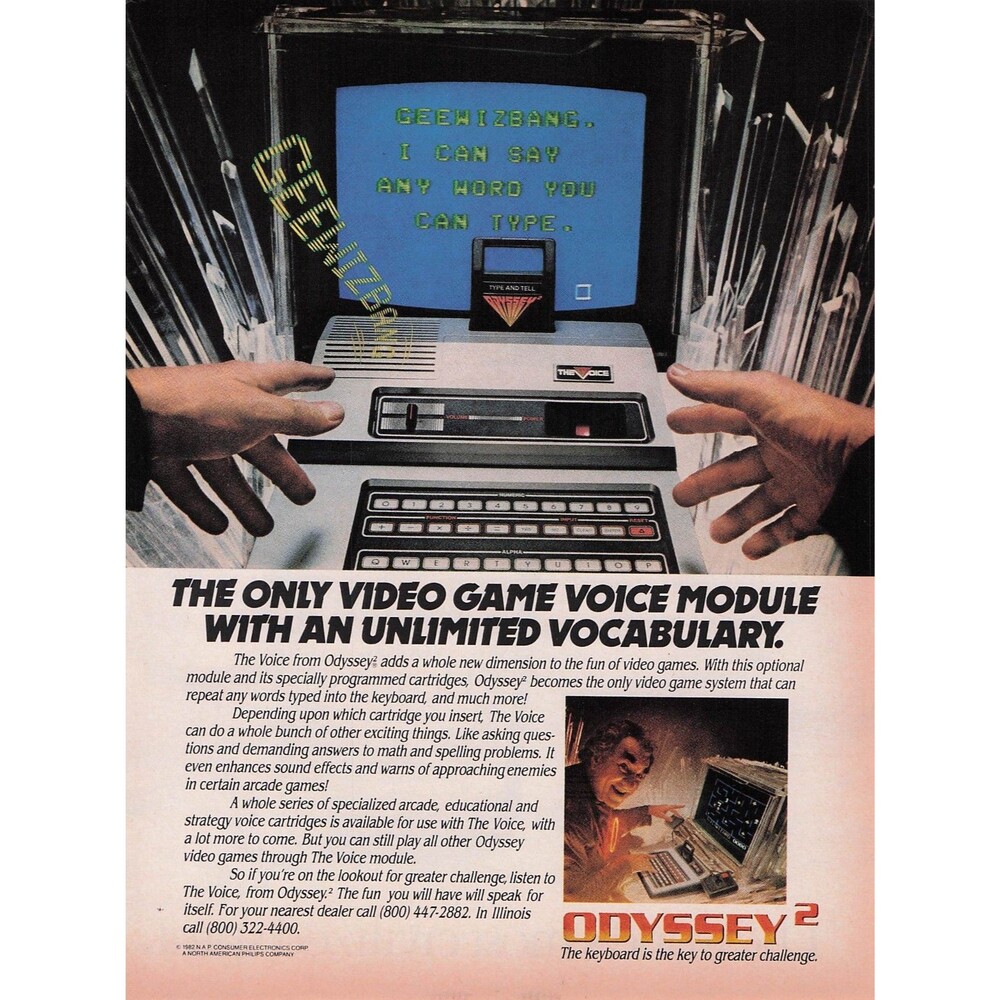 1982 Odyssey² 2 II The Voice Module Video Game Print Ad Vintage Retro Gaming